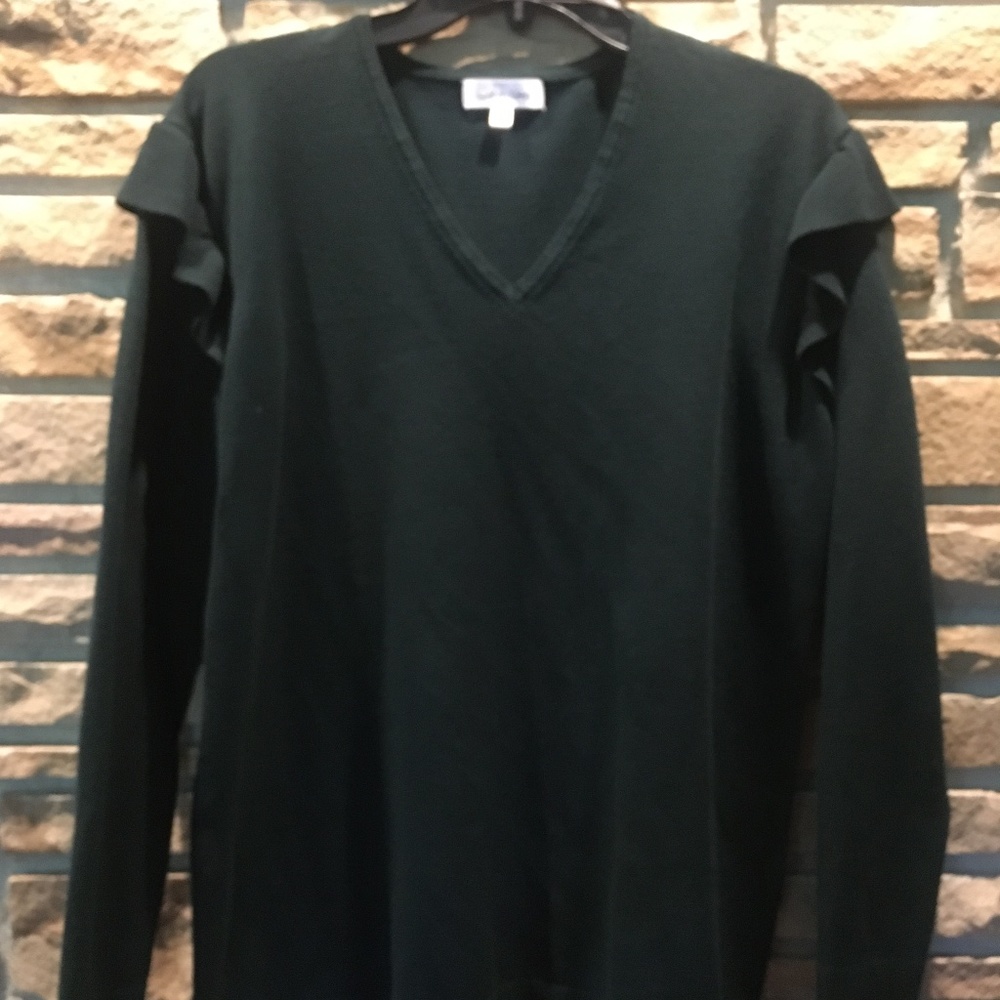 Calvin Klein V-neck Sweater with Ruffled shoulders